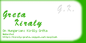 greta kiraly business card